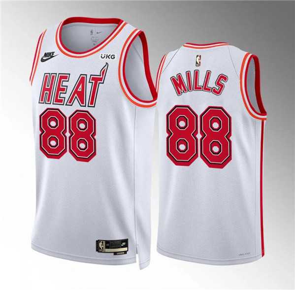 Mens Miami Heat #88 Patrick Mills White Classic Edition Stitched Basketball Jersey Dzhi->miami heat->NBA Jersey